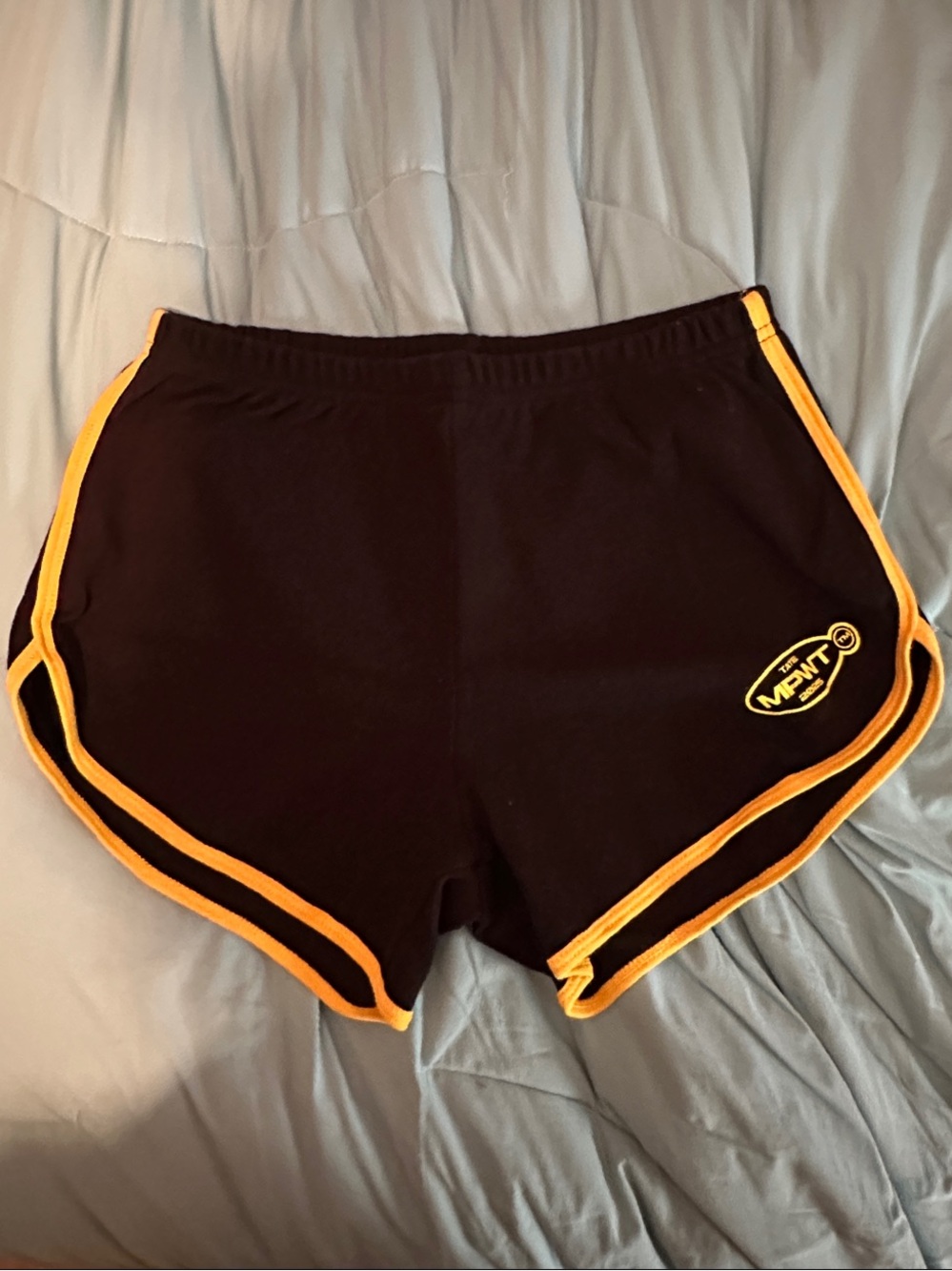 Women's Black Athletic Shorts with Yellow Trim by MPNT®